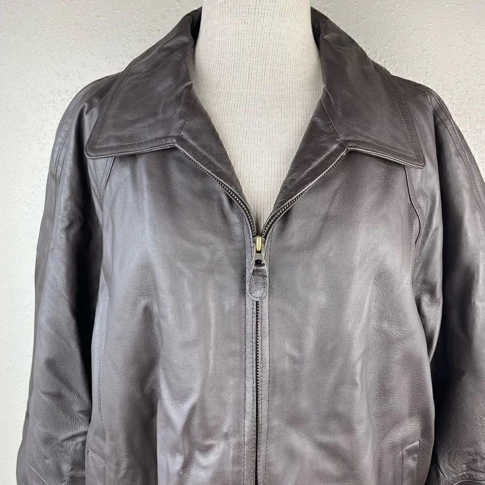 St. John’s Bay Brown Leather Jacket Size XL EUC